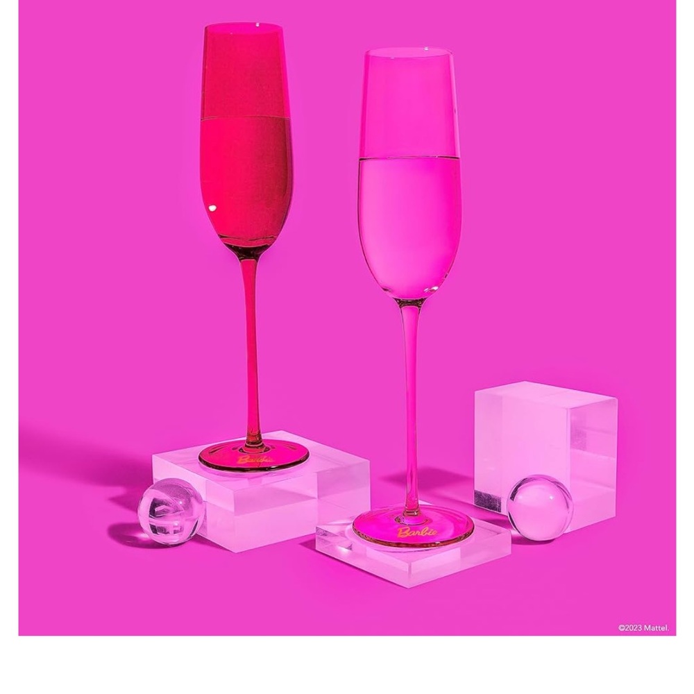 Dragon Glassware Barbie Champagne Flutes Glass 8 oz Champagne Glasses Set of 2